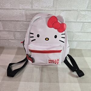 Girl's Hello Kitty Face Mini Backpack Faux Leather Zippered Purse Bag Sanrio